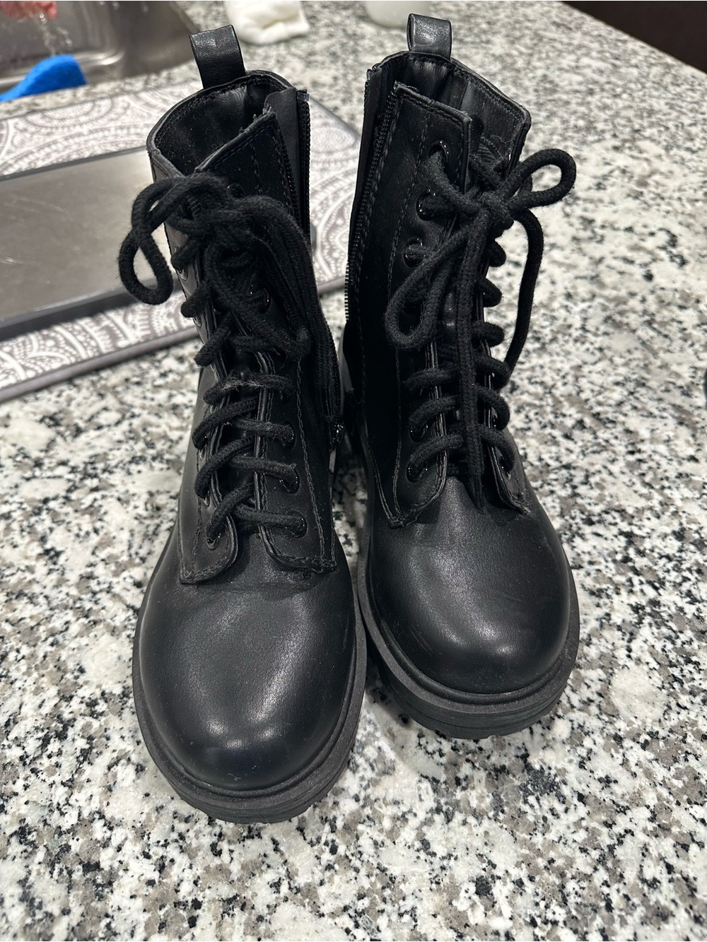 Soda Black Lace-Up  Boots